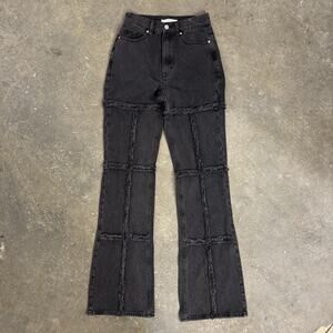 Fray Panel Bootcut Jeans Women’s 24 Bohemian Festival High Rise Black PacSun NWT